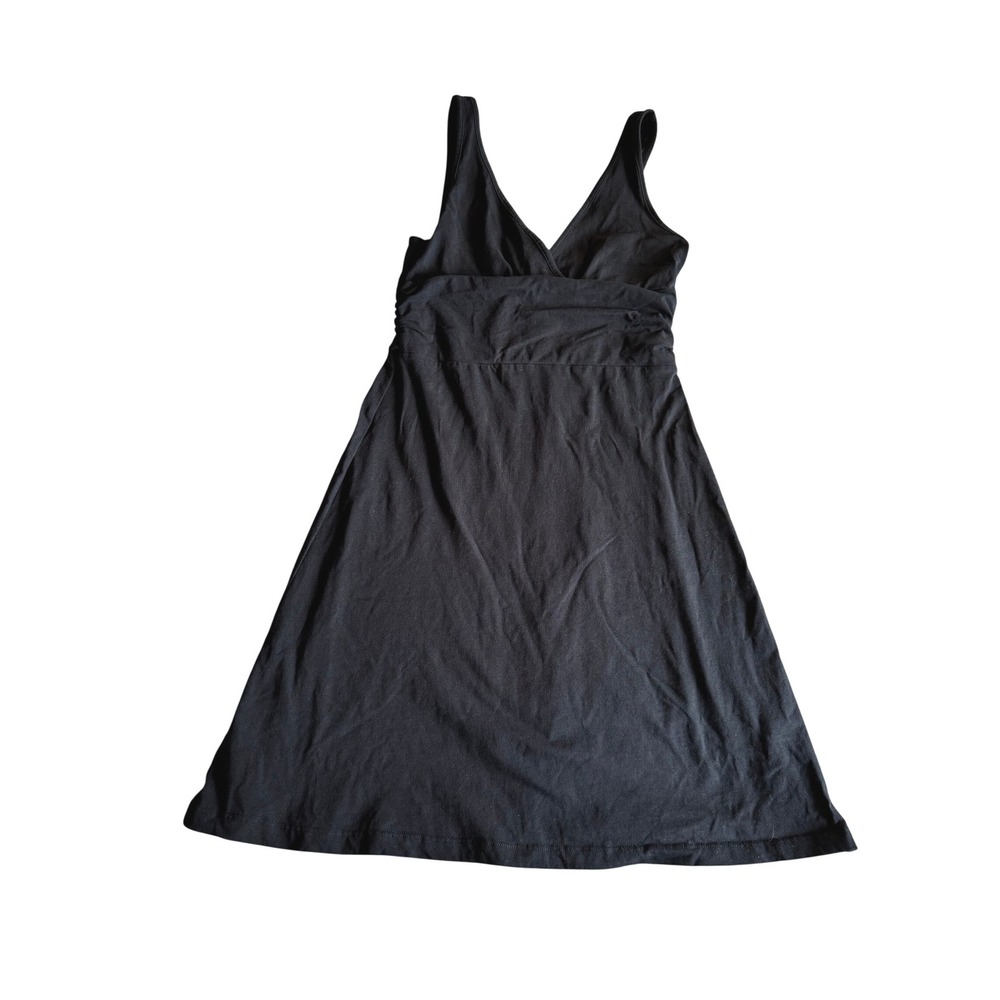 Patagonia Margot Dress Black Organic Cotton Empire Waist V-Neck Womens S